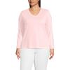 Lands’ End Women’s Relaxed American-Grown Supima Cotton Long Sleeve V-Neck T-Shirt(Sea Salt Pink)
