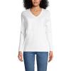 Lands’ End Women’s Relaxed American-Grown Supima Cotton Long Sleeve V-Neck T-Shirt(White)