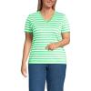 Lands’ End Women’s Relaxed American-Grown Supima Cotton V-Neck T-Shirt(Crisp Mint Even Stripe)