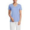 Lands’ End Women’s Relaxed American-Grown Supima Cotton V-Neck T-Shirt(Light Cornflower Dual Stripe)