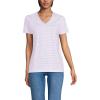 Lands’ End Women’s Relaxed American-Grown Supima Cotton V-Neck T-Shirt(Lilac Petal/Ivory Micro Stripe)