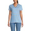 Lands’ End Women’s Relaxed American-Grown Supima Cotton V-Neck T-Shirt(Muted Cobalt Even Stripe)