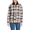 Lands’ End Women’s Sherpa Fleece Reversible Mixed Media Long Jacket(Rich Coffee/Brown Check)