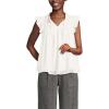 Lands’ End Women’s Split Neck Satin Ruffle Blouse(Ivory)