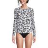 Lands’ End Women’s Sunshade UPF 50 Long Sleeve Relaxed Rash Guard(Black Havana Floral)
