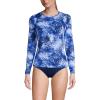 Lands’ End Women’s Sunshade UPF 50 Long Sleeve Relaxed Rash Guard(Deep Sea Navy Tie Dye Palm)