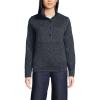Lands’ End Women’s Sweater Fleece Snap Neck Pullover Jacket(Black Heather)