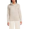 Lands’ End Women’s Sweater Fleece Snap Neck Pullover Jacket(Ivory Sand Heather)