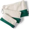 Lands’ End Zip Canvas Pouch 3PK Natural/bright Spruce One Size(Natural/Bright Spruce)