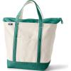 Lands’ End Zip Top Canvas Tote Bag(Natural/Bright Spruce)