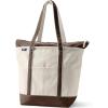 Lands’ End Zip Top Canvas Tote Bag(Natural/Brown Root)