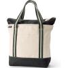 Lands’ End Zip Top Canvas Tote Bag(Natural/Forest Lime Stripe)