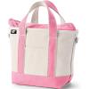 Lands’ End Zip Top Canvas Tote Bag(Natural/Fresh Pink)