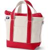 Lands’ End Zip Top Canvas Tote Bag(Natural/Heritage Red)