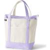 Lands’ End Zip Top Canvas Tote Bag(Natural/Lavender Cloud)