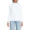 Women’s Drapey Rib Skimming Long Sleeve Mock Neck Shirt(Crisp White)