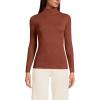 Women’s Drapey Rib Skimming Long Sleeve Mock Neck Shirt(Dark Auburn Brown)