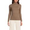 Women’s Drapey Rib Skimming Long Sleeve Mock Neck Shirt(Honey Beige)
