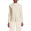 Women’s Drapey Rib Skimming Long Sleeve Mock Neck Shirt(Ivory/Champagne Stripe)
