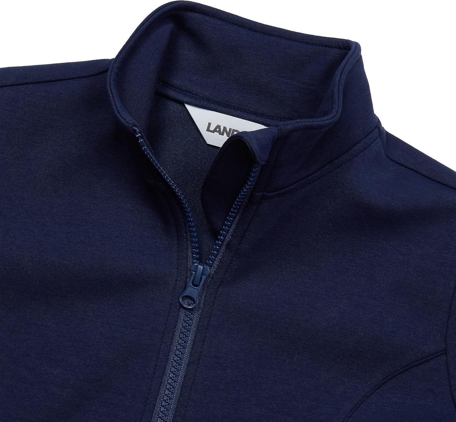 imageLands End Boys Husky Long Sleeve Knit Full Zip Mock Neck SweatshirtNavy