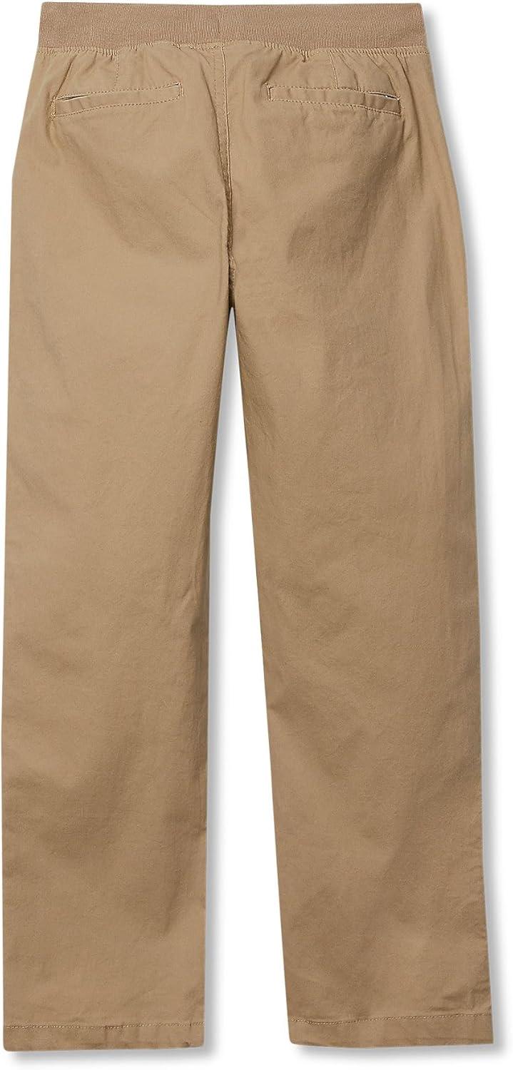 imageLands End Boys Husky Stretch Soft Rib Waist Iron Knee Pull On PantsDark Khaki