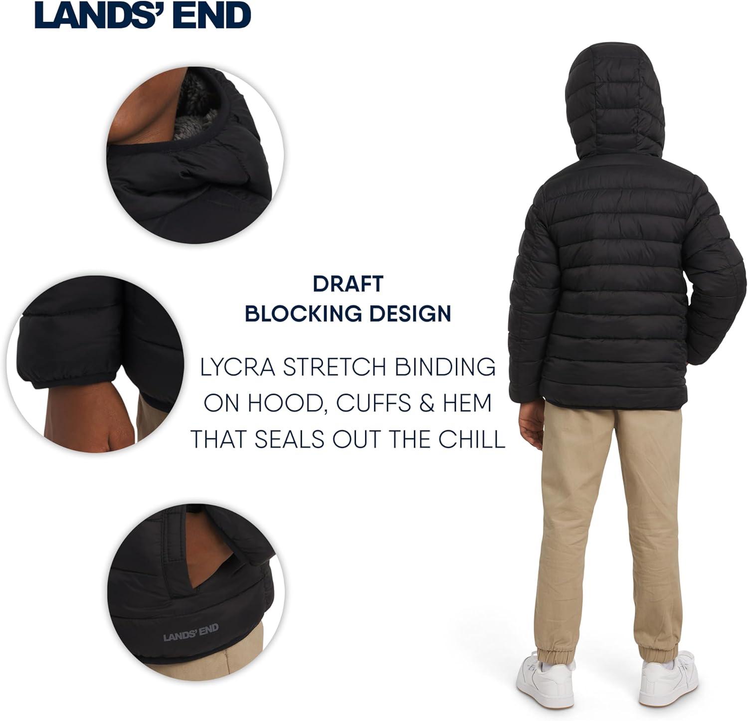 imageLands End Boys Reversible Faux Sherpa Lined Insulated Puffer JacketBlack