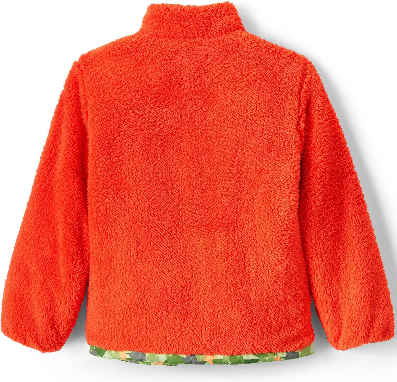 imageLands End Boys Reversible Fleece Puffer JacketGreen Orange Geometric Print