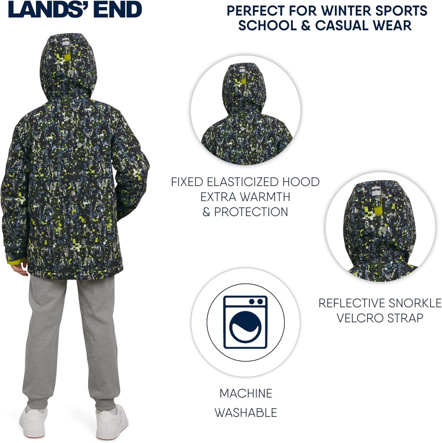 imageLands End Boys Squall Waterproof Fleece Lined Insulated JacketOlive Camouflage
