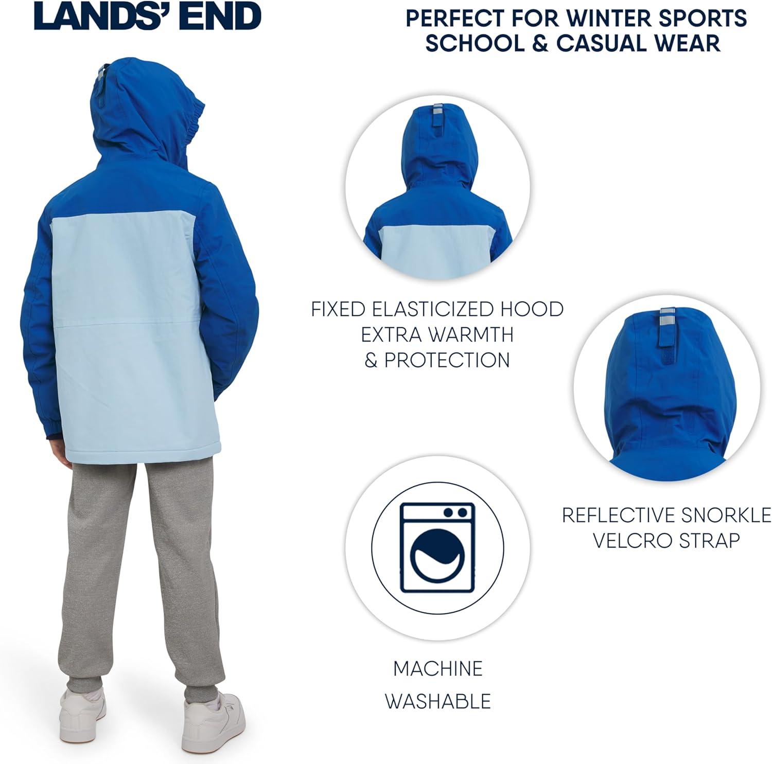 imageLands End Boys Squall Waterproof Fleece Lined Insulated JacketSky Blue