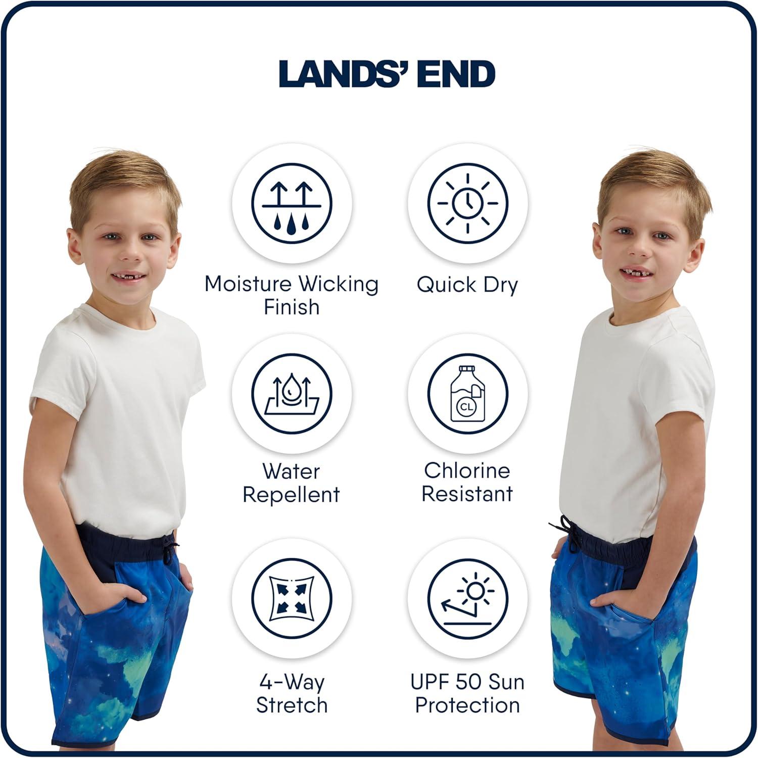 imageLands End Boys Swimwear UPF 50 Comfort Liner Swim Trunks SXLTeal