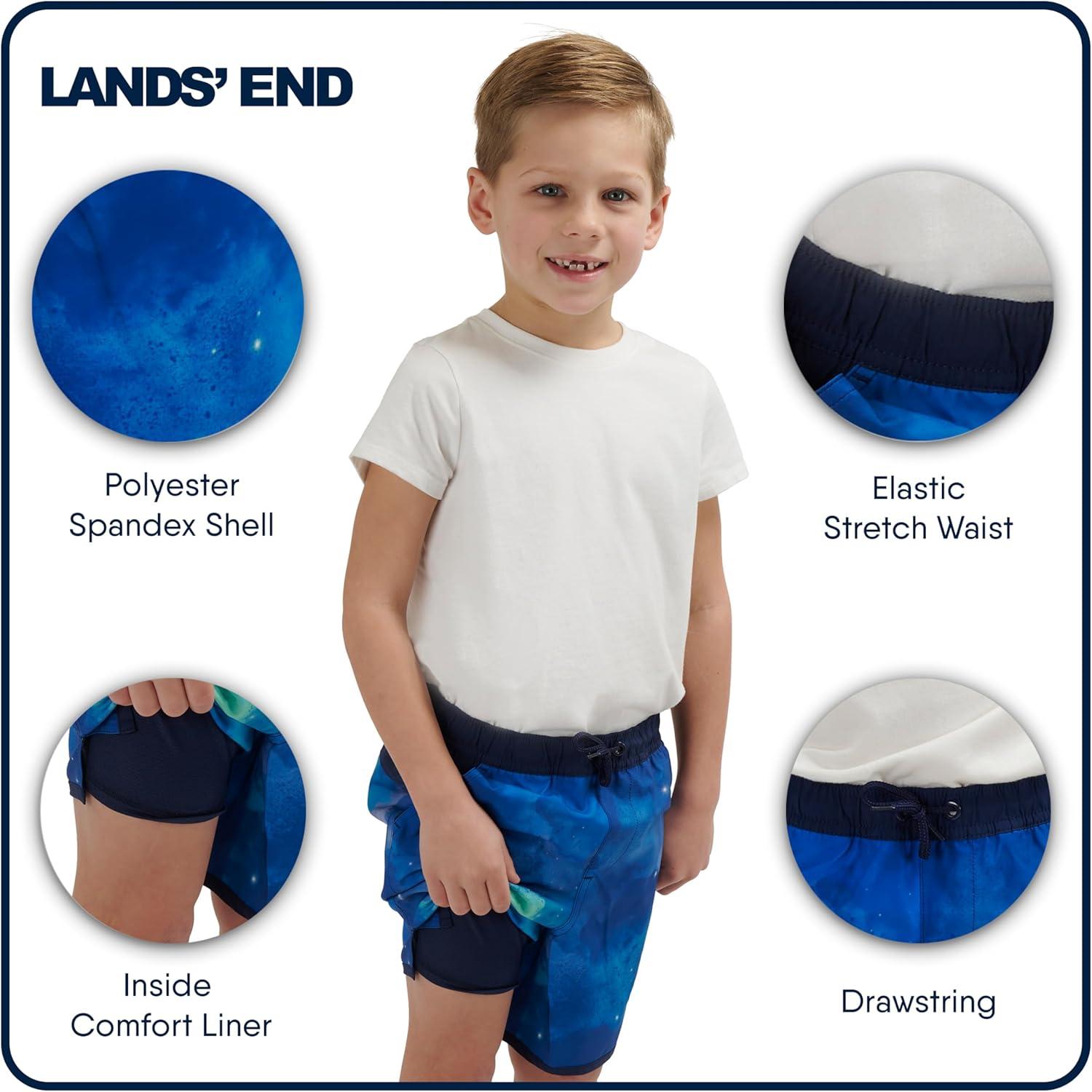 imageLands End Boys Swimwear UPF 50 Comfort Liner Swim Trunks SXLTeal