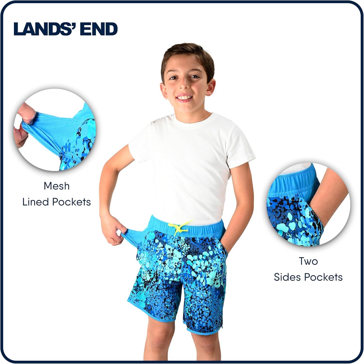 imageLands End Boys Swimwear UPF 50 Comfort Liner Swim Trunks SXLTurqouise