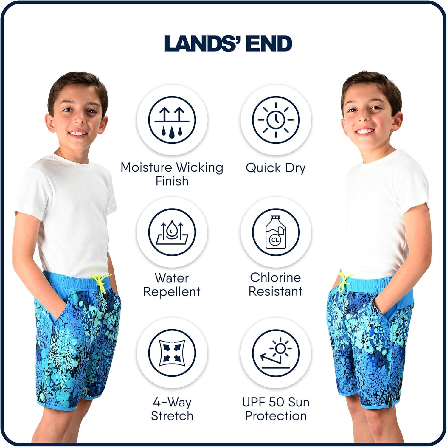 imageLands End Boys Swimwear UPF 50 Comfort Liner Swim Trunks SXLTurqouise
