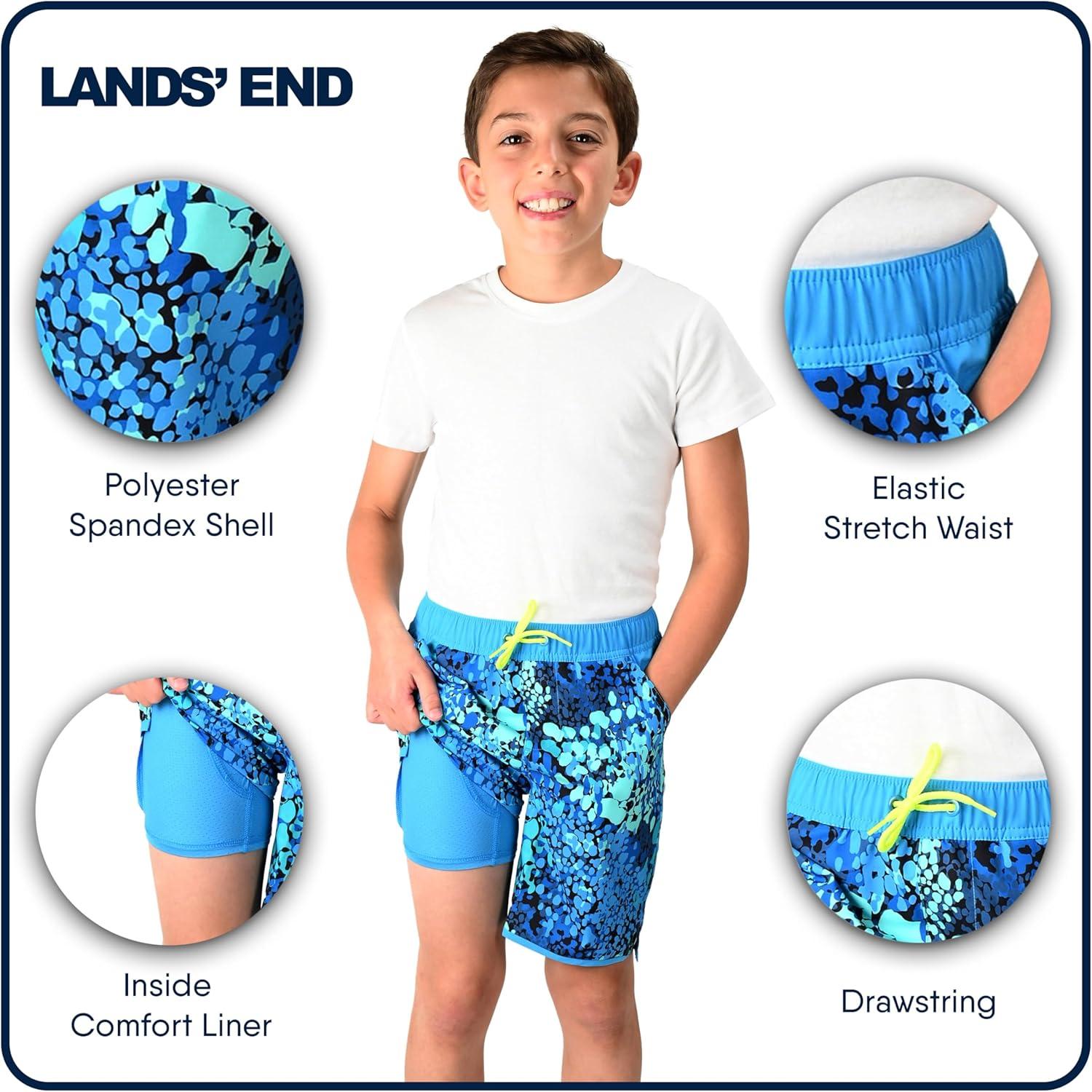 imageLands End Boys Swimwear UPF 50 Comfort Liner Swim Trunks SXLTurqouise