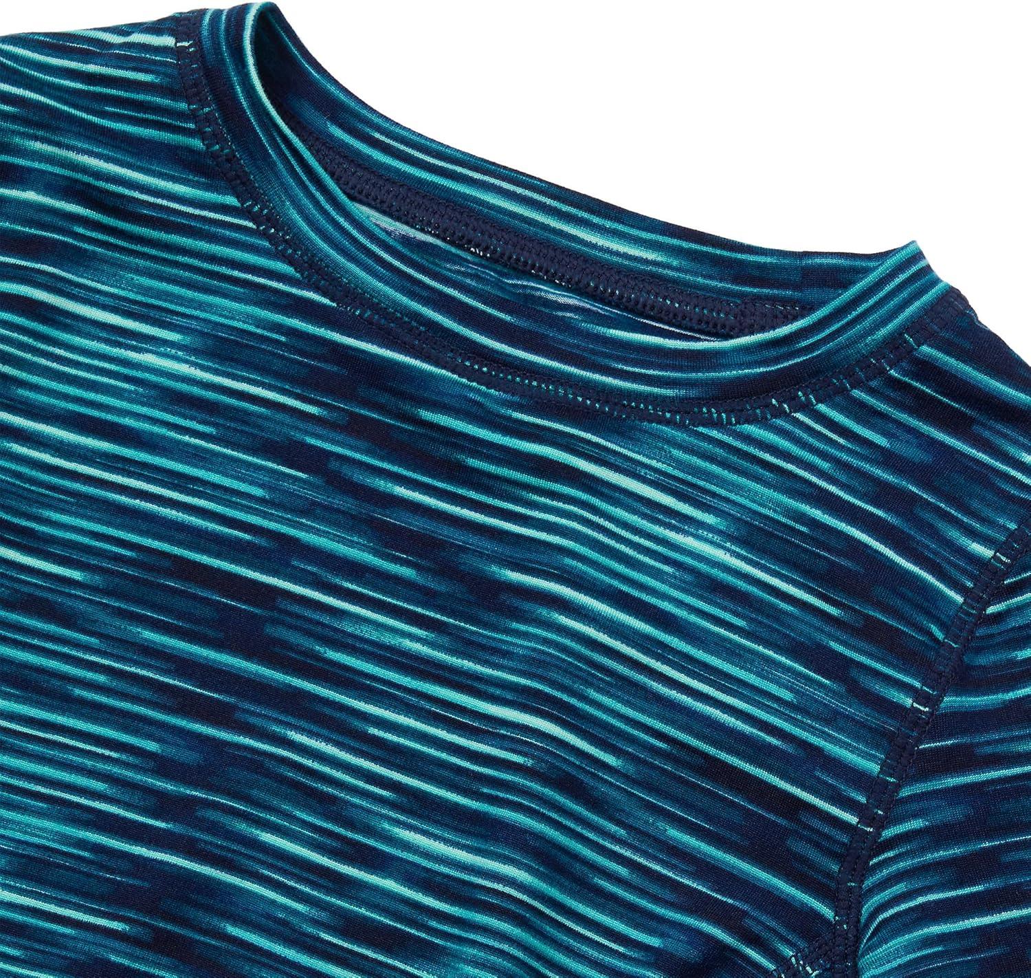 imageLands End Boys Thermal Base Layer Long Underwear Thermaskin Crew Neck ShirtAqua Ice Neon Lights