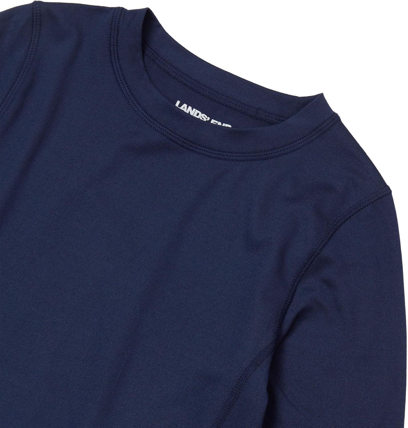 imageLands End Boys Thermal Base Layer Long Underwear Thermaskin Crew Neck ShirtTrue Navy
