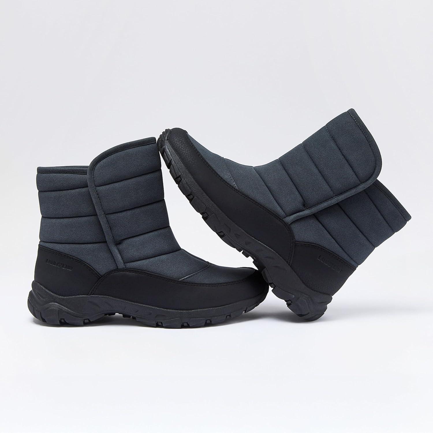 imageLands End Expedition Quilted Slip On Mens Snow Boots Insulated Winter Boots for Men Waterproof with Hook ampamp Loop Closure Medium or Wide Width Winter Shoes Size 8 to 13Black