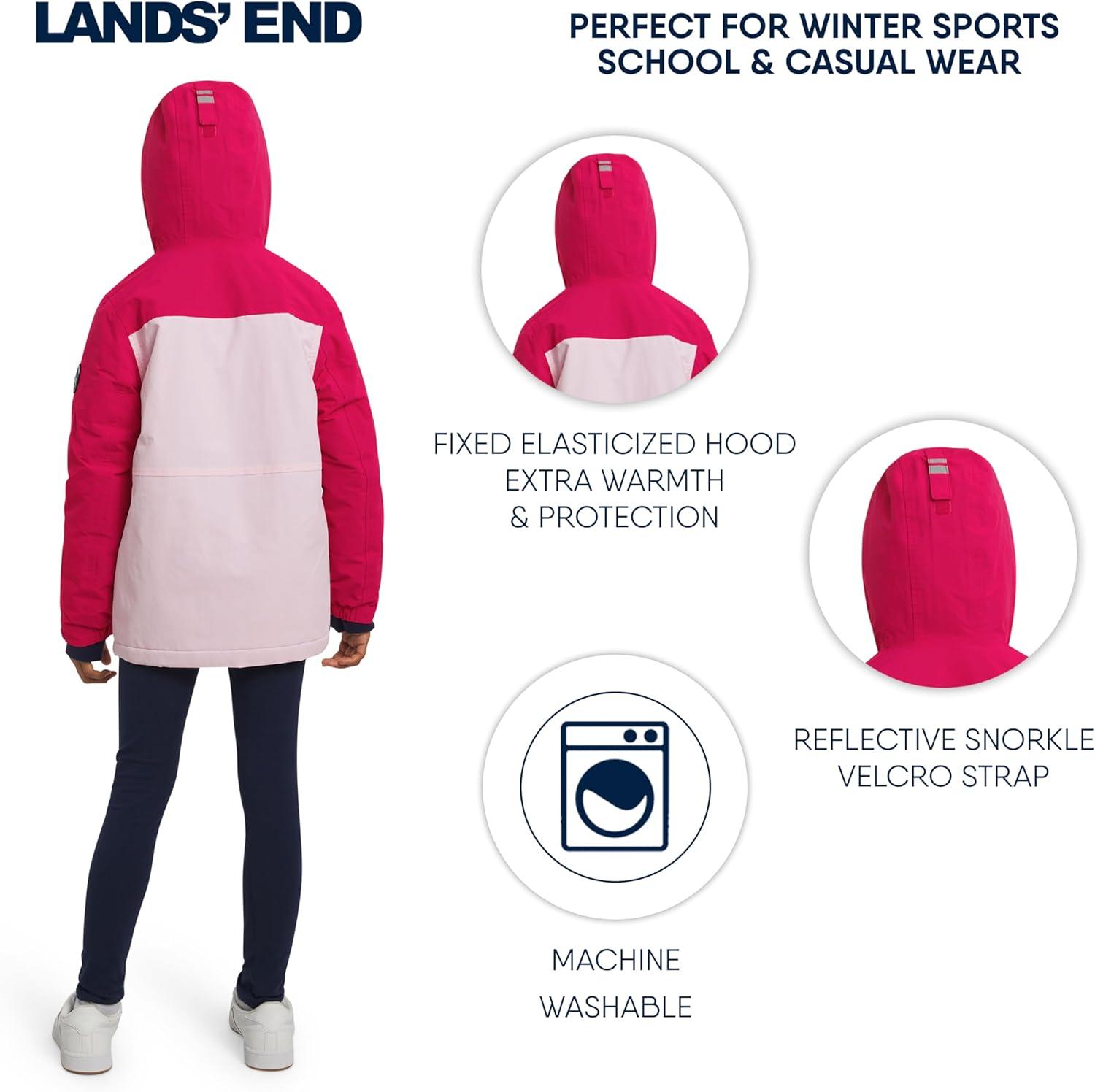 imageLands End Girls Squall Waterproof Fleece Lined Insulated JacketPink