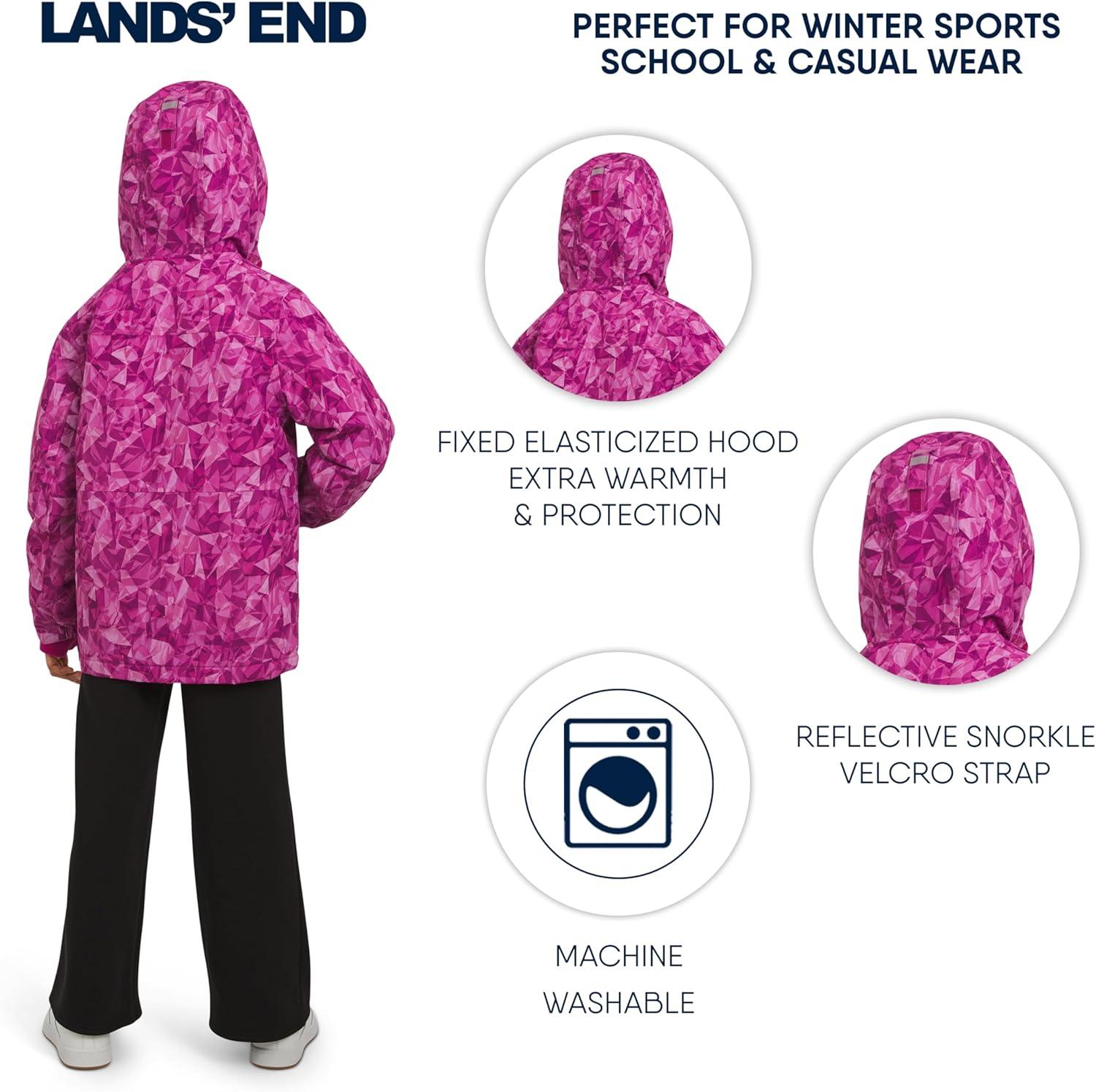 imageLands End Girls Squall Waterproof Fleece Lined Insulated JacketPink Multi