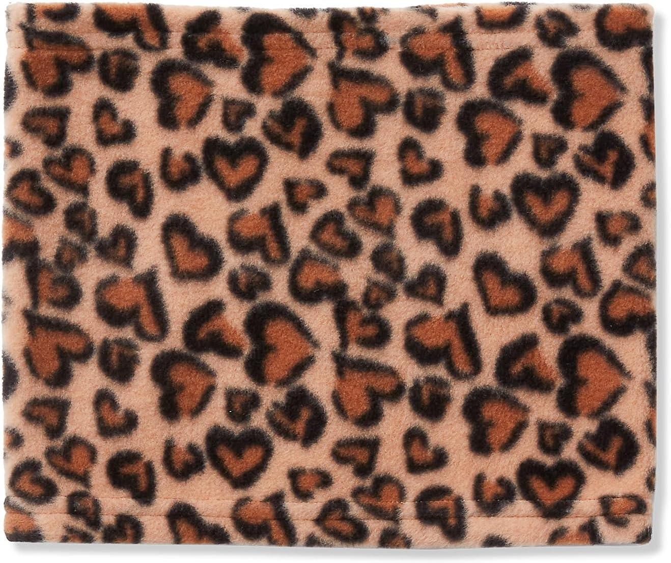 imageLands End Kids Cozy Fleece HatScarfGloves SetTan Cheetah Hearts
