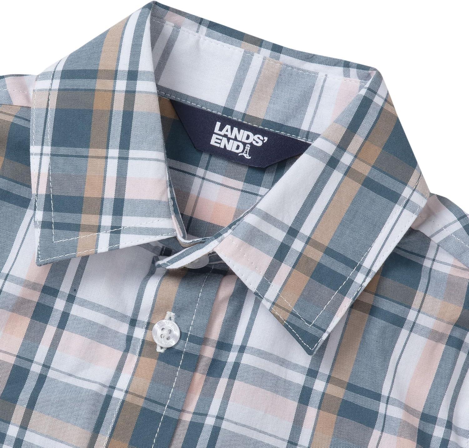 imageLands End Kids Short Sleeve Poplin Camp ShirtEveryday Plaid