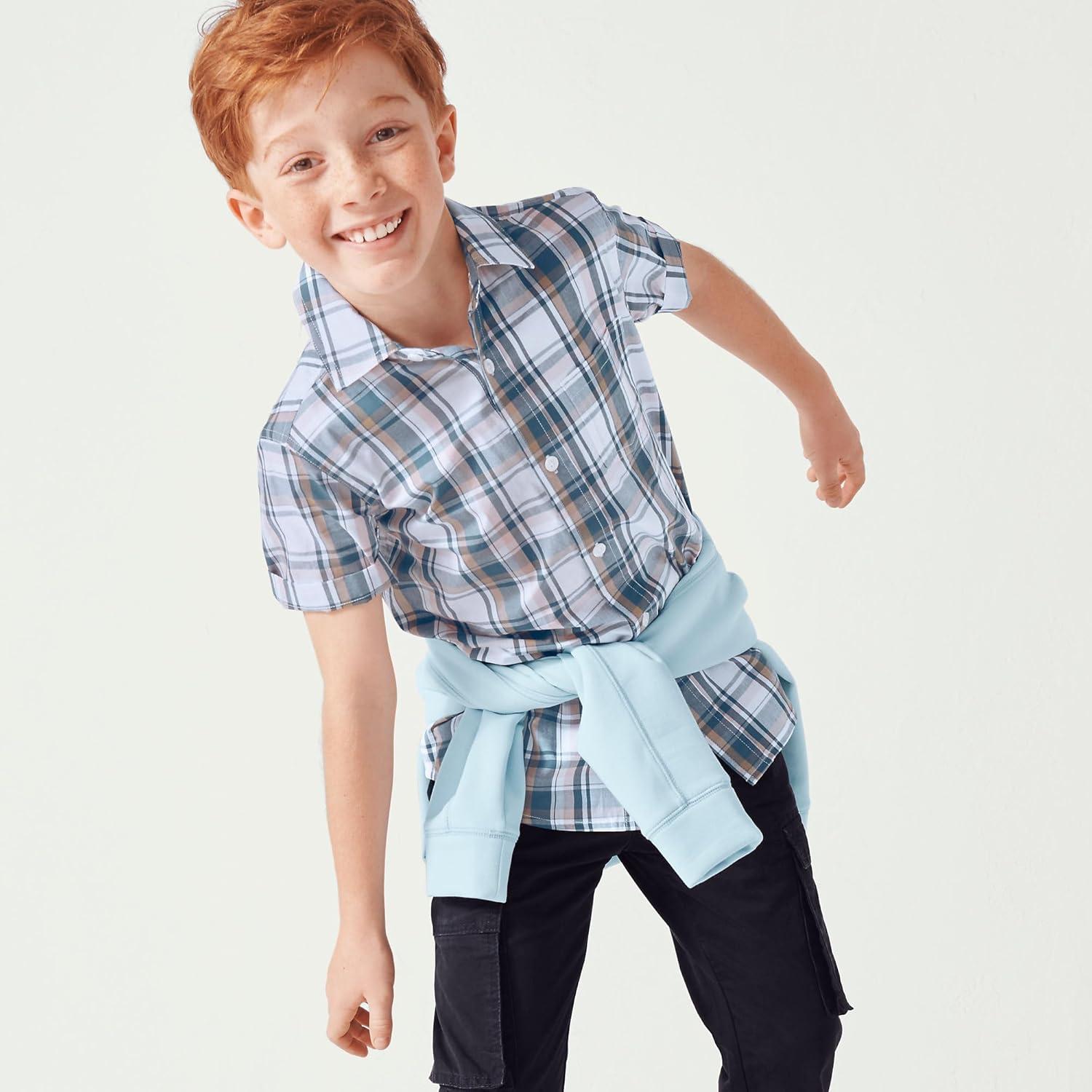 imageLands End Kids Short Sleeve Poplin Camp ShirtEveryday Plaid