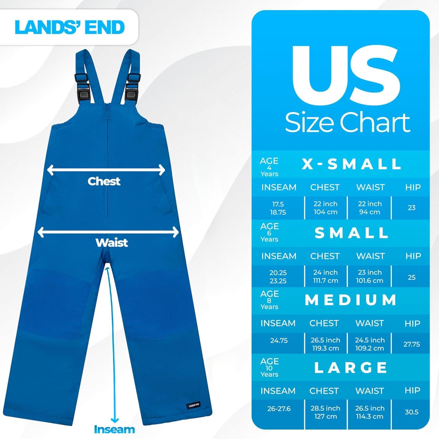 imageLands End Kids Squall Waterproof Iron Knee Bib Snow PantsNautical Blue