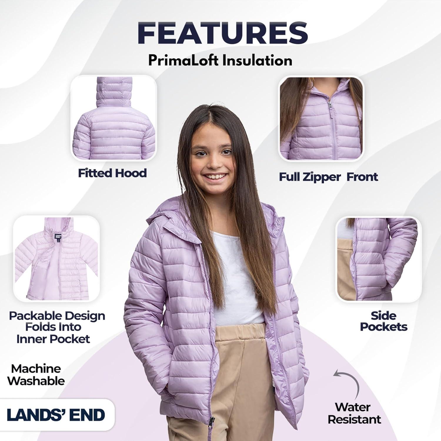 imageLands End Kids ThermoPlume Packable Hooded JacketLavender