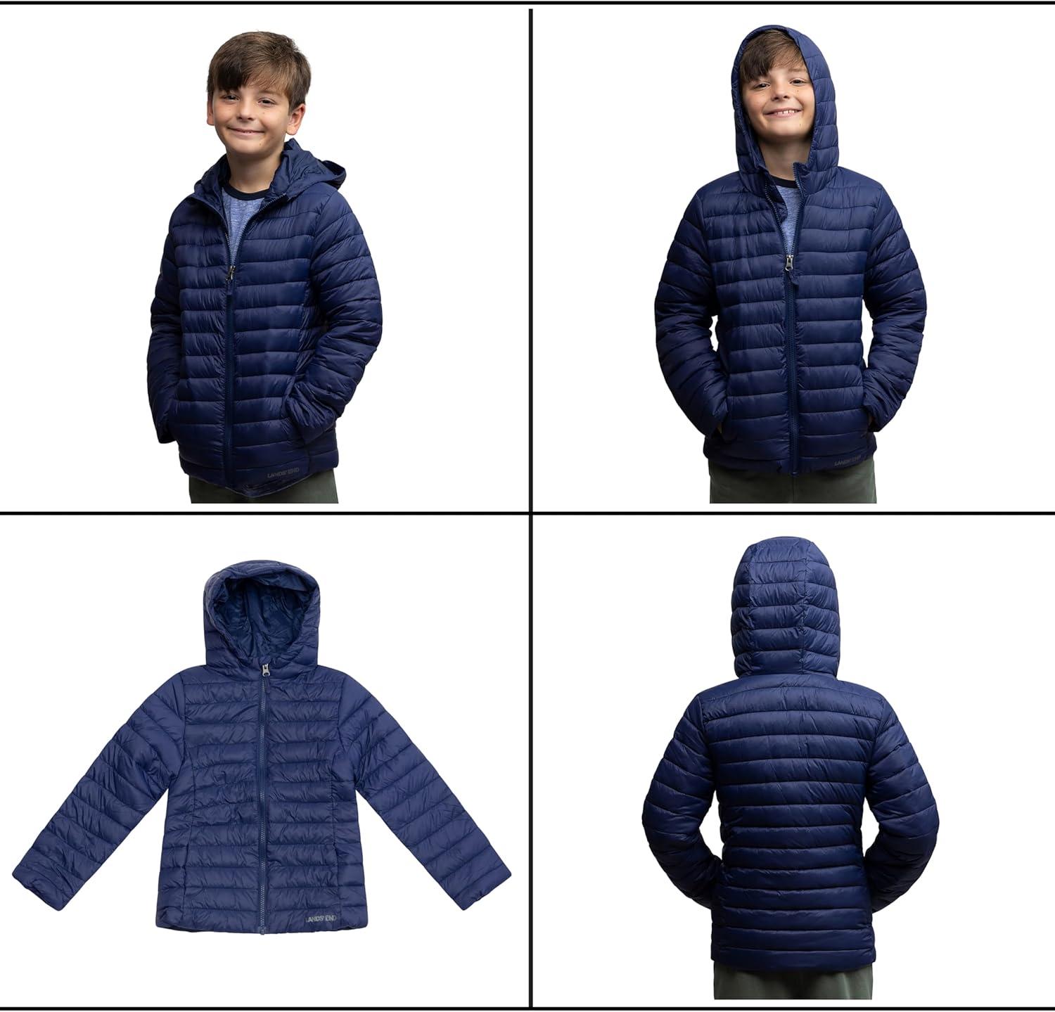 imageLands End Kids ThermoPlume Packable Hooded JacketNavy