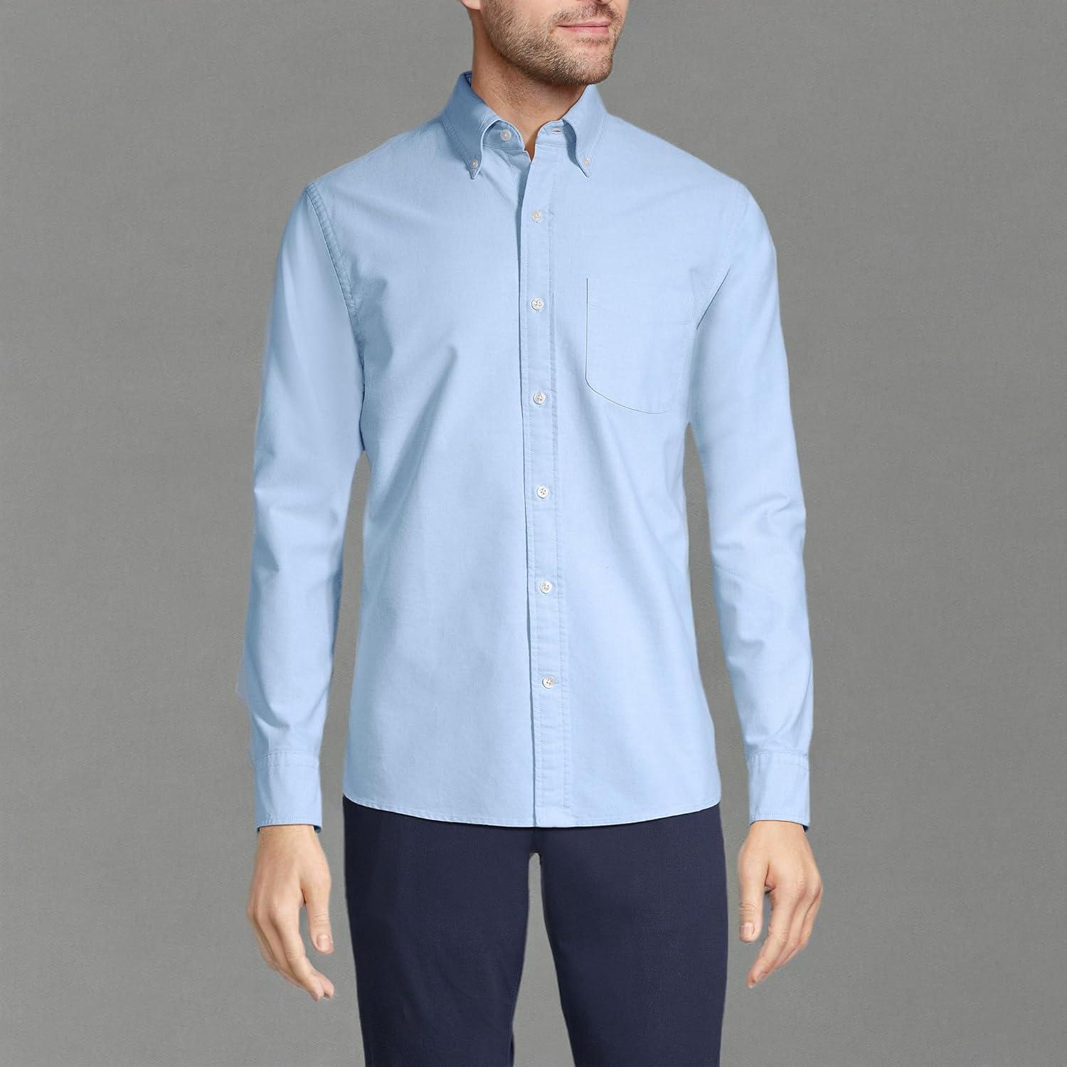 imageLands End Mens Traditional Fit ComfortFirst Sail Rigger Oxford ShirtBlue
