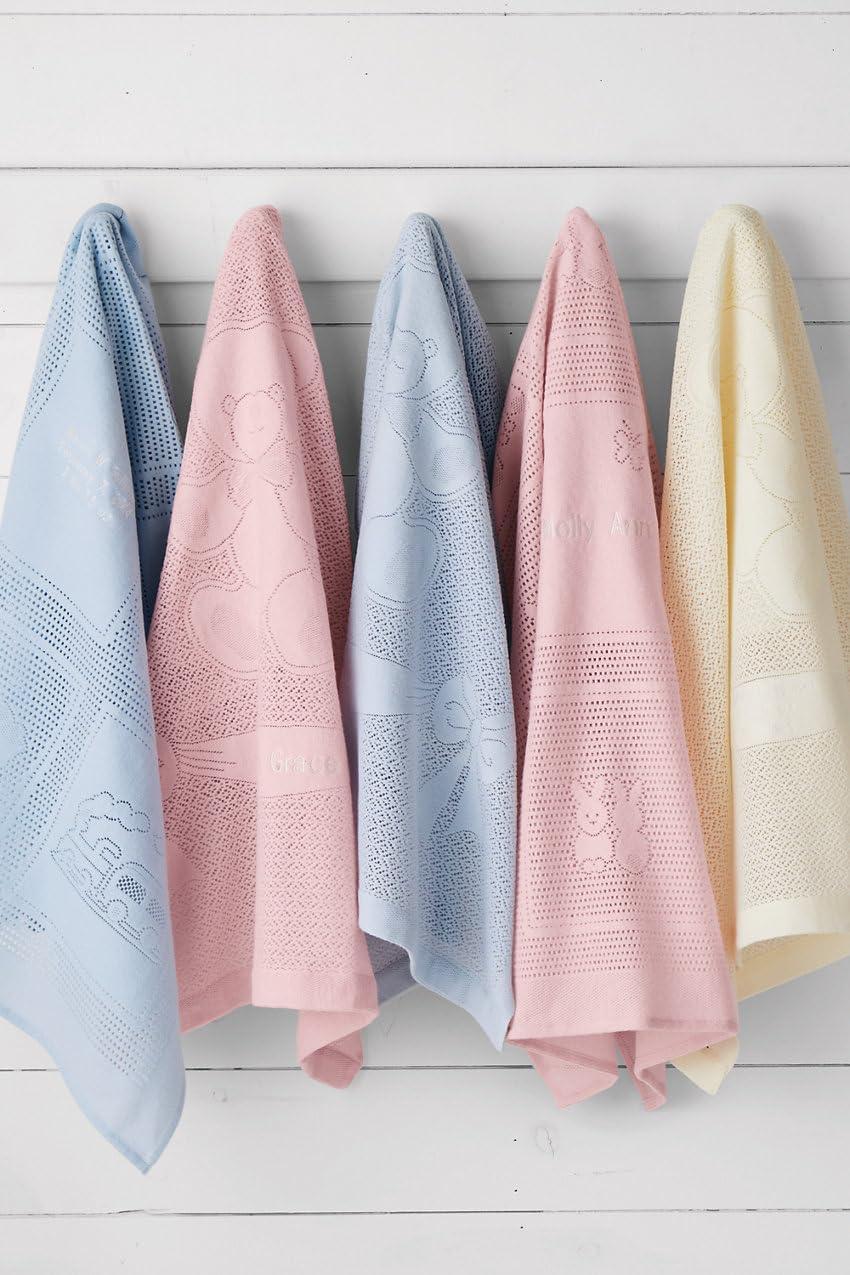 imageLands End Scottish Lace Bear Baby Blanket Soft Tea Rose 39quot x 40quotSoft Tea Rose