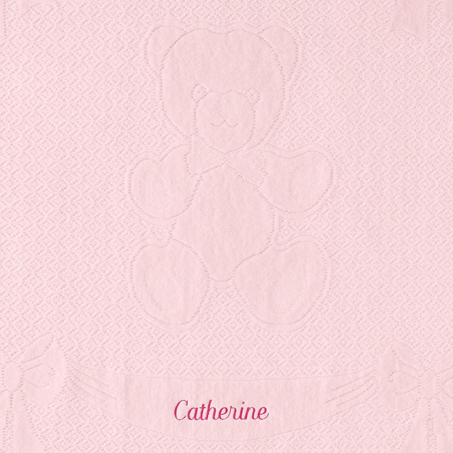 imageLands End Scottish Lace Bear Baby Blanket Soft Tea Rose 39quot x 40quotSoft Tea Rose