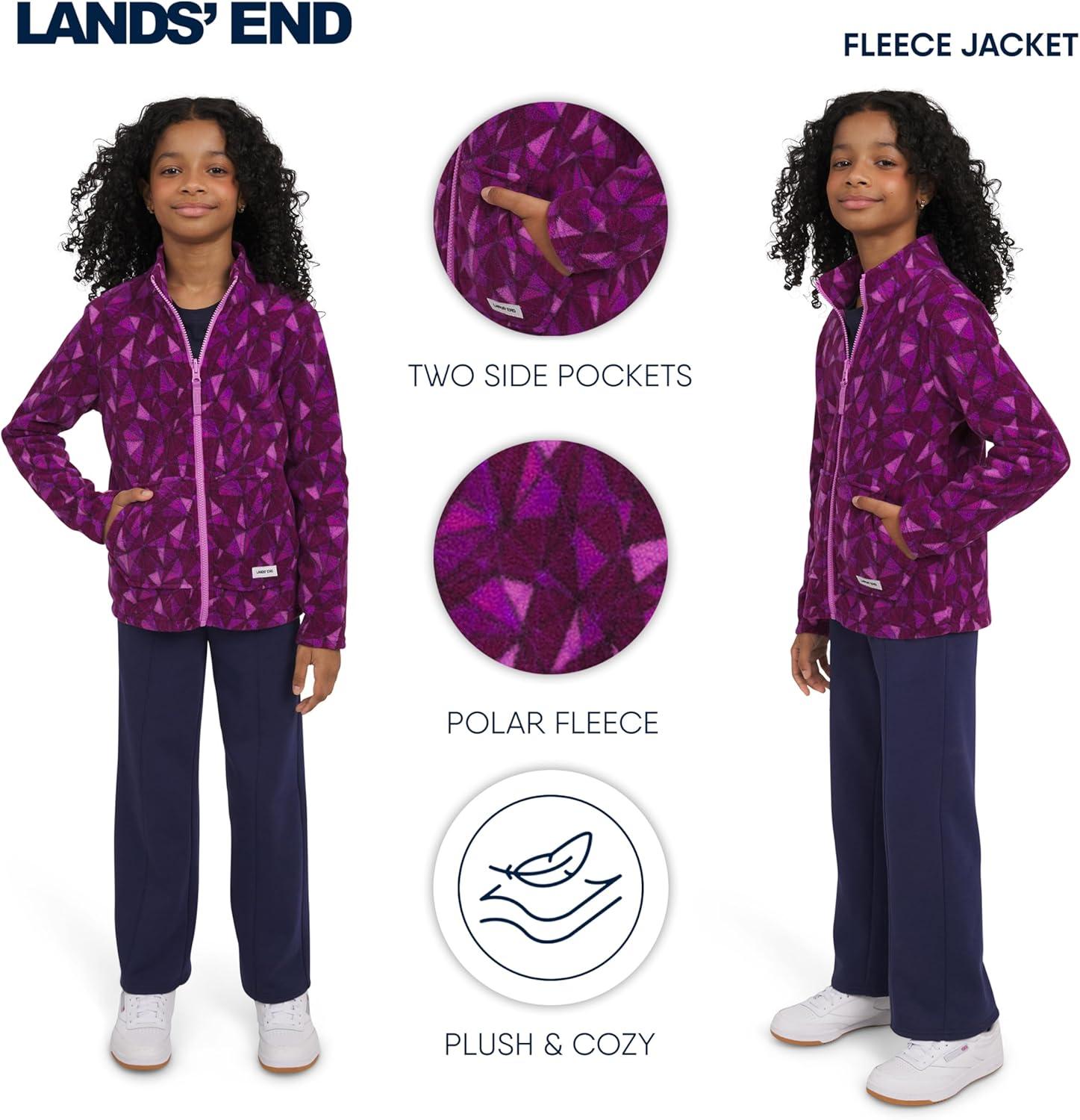 imageLands End Unisex Kids 3in1 Water Resistant Windbreaker and Zipout Polar Fleece JacketLilac