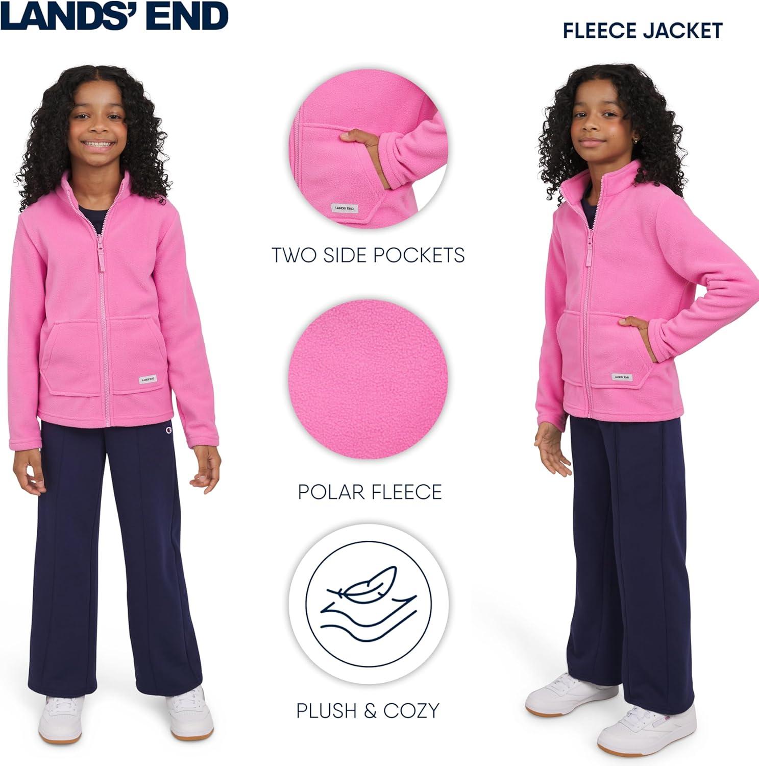 imageLands End Unisex Kids 3in1 Water Resistant Windbreaker and Zipout Polar Fleece JacketRose